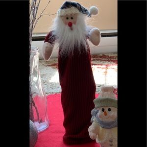 Holiday wine bottle cover and  2 candle holders